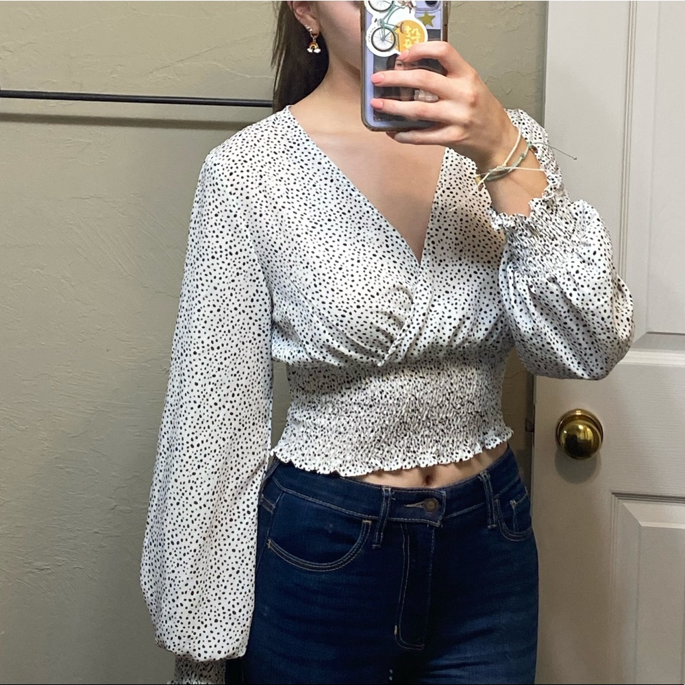 shein surplice front shirred blouse